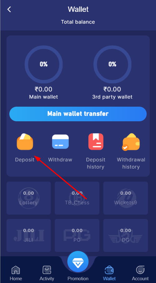 recharge in Tiranga game wallet